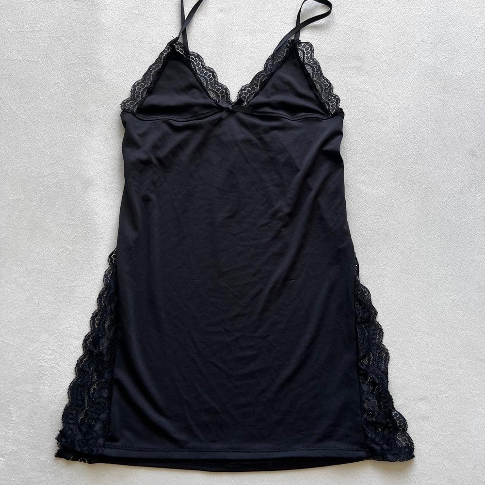 Black Lace Goth Whimsigoth Dark Romantic Slip Dress Lingerie Y2K Kpop Fashion